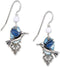 Silver Forest Earrings - silver hummingbird w/blue wings on cloud...