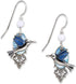Silver Forest Earrings - silver hummingbird w/blue wings on cloud...