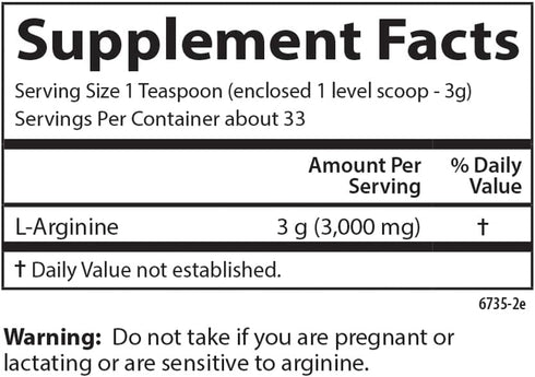 Carlson - L-Arginine Powder, Free-Form Amino Acid, Circulatory Health, 3.53 oz (100 g)...