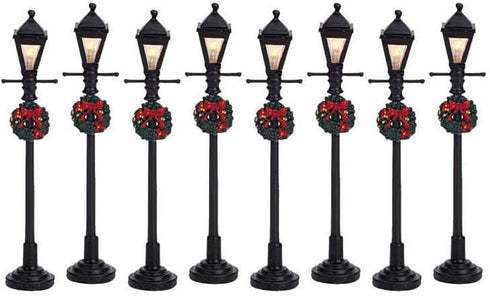 Lemax Christmas Village Gas Lantern Street Lamp Set of 8 Battery Operated (4.5V) - 64500...