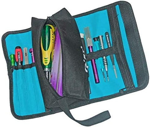 Tool Roll Up Pouch, Foldable Tool Roll Organizer Storage Holder Multi-Purpose Canvas Roll Up Small Tool Bag Professional Electrical and Maintenanc...