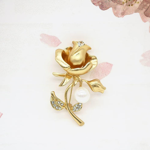 Women's Crystal Pearl Flower Brooches Elegant Enamel Rhinestone Floral Statement Brooch Pins Fashion Jewelry Accessories for Women Gift Gold...