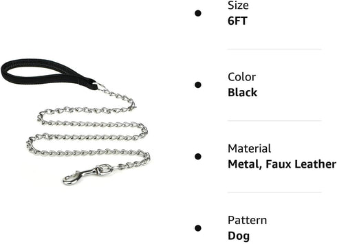 Heavy Duty Dog Leash,4FT/6FT Metal Dog Leash Dog Chain with Comfortable Handle for Medium & Large Size Dogs, Improved Dog Safety & Comfort ?Attach...