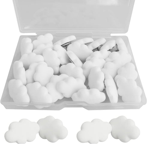 Cloud Pushpin yyangz 30PCS White Decorative Cloud Push Pins for Wall Hanging Posters Pictures Photos Memo DIY Craft Gift Bags Projects Home Decor ...