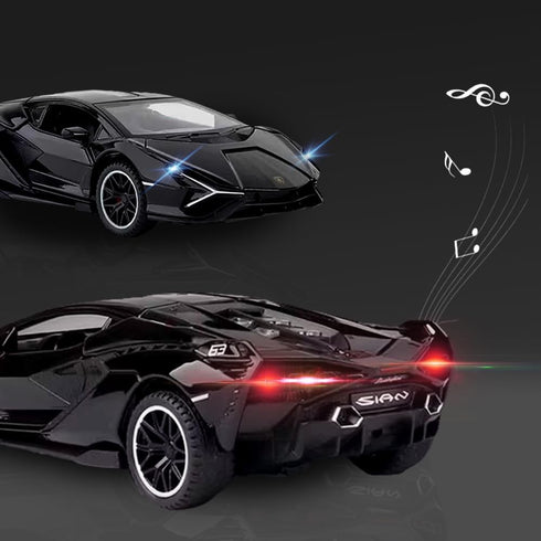 Lambo Toy Car Sian FKP3 Die-Cast Car Model with Lights and Sound Pull Back Toy Car for Boys Age 3 4 5 6 + Year Old (Black)...