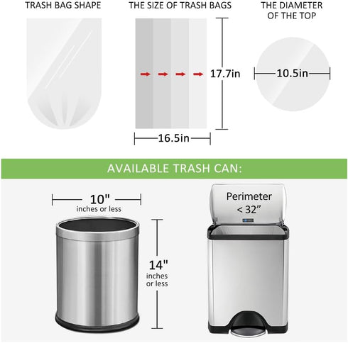 180 Counts 2 Gallon (1.8-2 Gal) Small Trash Bags Garbage Bags by RayPard, fit 1.6,1.8,2,2.2 Gal Waste Basket, 6.5-7 Liter Strong Trash Can Liners ...