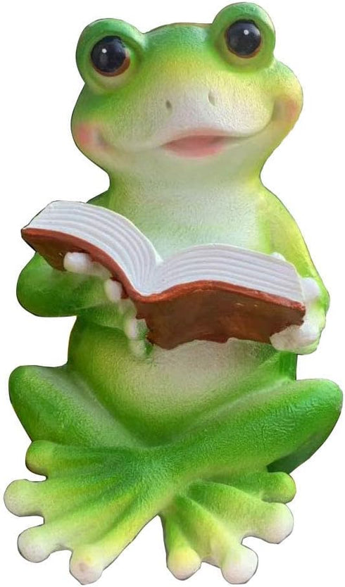 Reading A Book Frog Statue Frog Figurine Indoor Outdoor Garden Decor Animal Frog Statue Sculpture Decoration Collectible Frog Figurine (Reading A ...