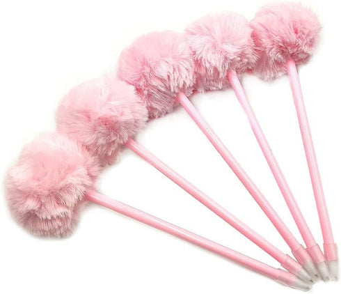 Needle Gel Ink Pens 5 PCS Purple Pom Pom Pen Fluffy Pompoms Plastic Rollerball Pen Signature Ball Point Pens Cartoon Ball Pen for Kids Children St...