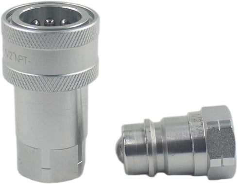 1-Set 1/2" NPT ISO5675 Ag Hydraulic Quick Connect Tractor Coupling/Couplers Ball Valva,Pioneer Type,Set w/Dust Cap...