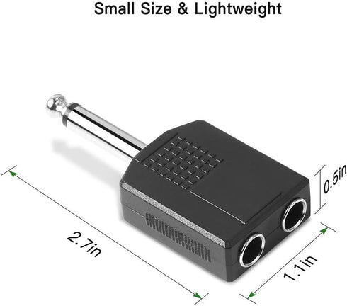 Jelanry 1/4" 6.35mm Stereo Plug Male to Dual 1/4" 6.35mm Jack Female Splitter Adapter, Dual 6.5mm Jack Adapter Audio Y Cable Splitter for Guitar, ...