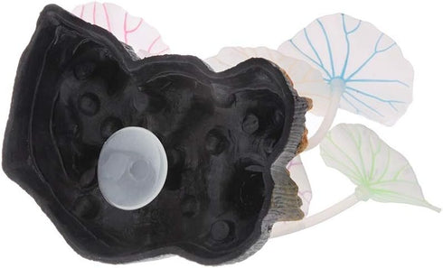 Glowing Effect Artificial Silicone Plant Lotus Flower with Leaves Mushrooms for Fish Tank Decoration Aquarium Ornament, 4Lotus Leaves&5Mushrooms...