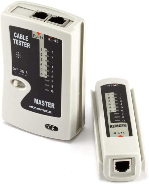 Monoprice RJ-11 and RJ-45 Modular Plug Tester - Gray...