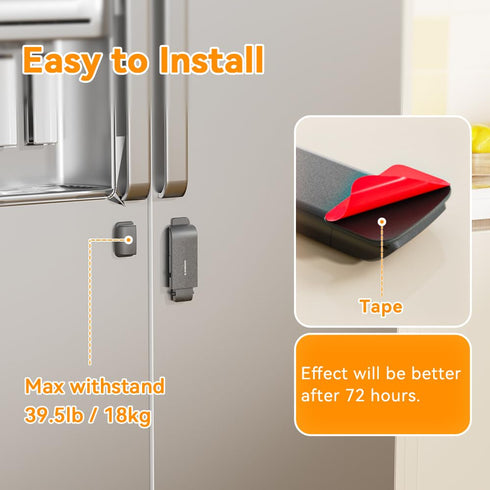 EUDEMON Updated French Fridge Lock French Door Refrigerator/Freezer Lock Apply to Max 2.28"(58mm) Two Door Gap Distance,Cabinet Cupboard Lock for ...