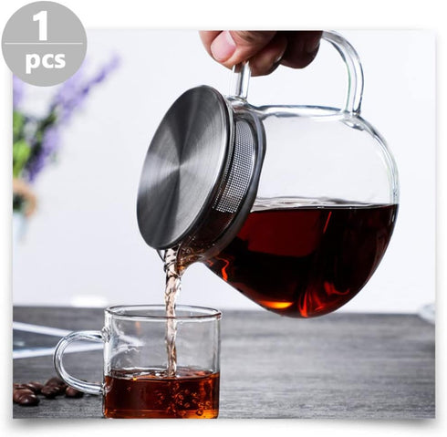 Hemoton Glass Teapot with Stainless Steel Infuser Lid Stovetop Clear Tea Kettle Teapot Blooming and Loose Leaf Tea Maker Tea Brewer for Camping, T...