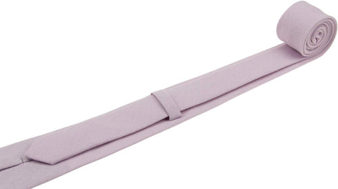 Mens Solid Linen Tie Set : Slim Necktie with Matching Pocket Square (Dusty Lilac)...