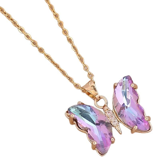 Pingyongchang Butterfly Necklace Earrings for Women Minimalist Cubic Zircons Gold Butterfly Pendant Earrings Necklace Cute Crystal Butterfly Jewel...