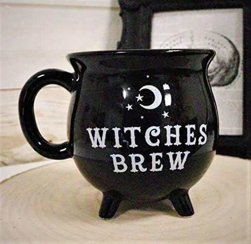 Ebros Wicca Sacred Crescent Moon Witches Brew Black Cauldron Mug Cup 14oz Coffee Tea Drink Cup Mugs...
