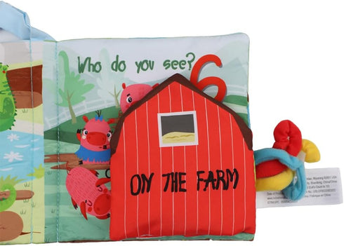 YooLove Soft Cloth Crinkle Baby Books,Interactive Touch & Feel Baby Toys for Ages 0-3 | Infant & Toddler Early Education Farm Teetheing Book | Ide...