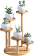 OLizee® 5 Tier Wood Plant Riser Stand Tabletop Tiered Plant Pot Holder Stand Bamboo Succulent Plant Stand Plant Pot Riser Stand Plant Display Hold...