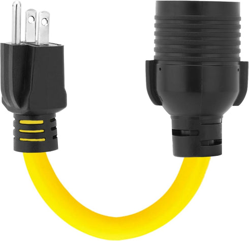 Nema 5-15P male L14-30R Female Power Adapter Cord,Household 15Amp to Generator Lock In 30Amp Adapter Cord,STW 12AWG Length= 28CM...