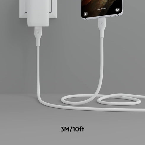 Belkin BoostCharge Flex Silicone USB-C to USB-C Cable (3M/10FT), MFi-Certified Charging Cable for iPhone 15 Series, Samsung Galaxy Series, Google ...