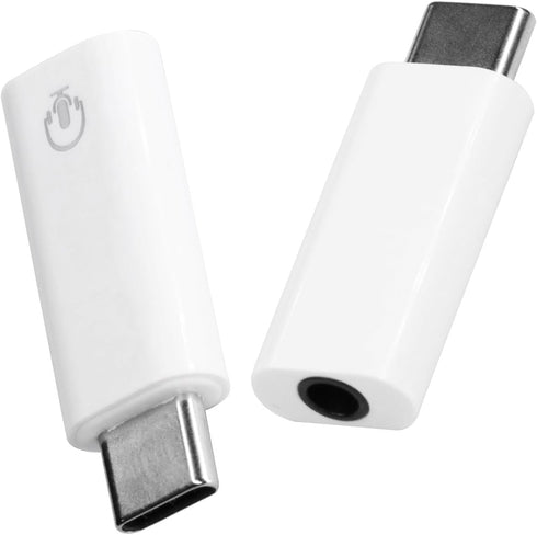 2Pack USB C to 3.5mm Audio Adapter, White USB C to Headphone Jack Adapter Compatible with iPhone 15 Plus/15 Pro Max/Samsung Galaxy/Ultra/iPad Pro/...