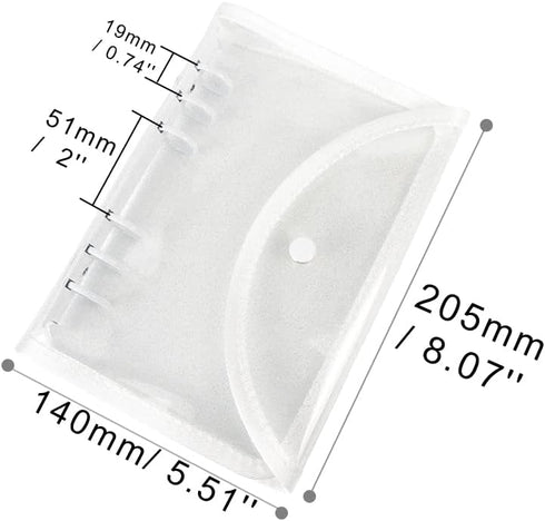 A6 Binder Cover Clear Glitter Soft PVC Binders Folder White Refillable 6-Ring Binder Envelopes Binder Cover with Snap Button Closure for Filler Pa...