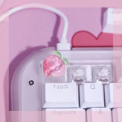 Personalized Cute Cartoon Transparent Keycap Handmade OEM Profile Keycap Base DIY Custom ESC Backlit Keycap for Mechanical Keyboard MX Switch (Pea...