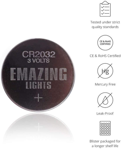 EmazingLights CR2032 Batteries 3 Volt Lithium Coin Cell 3V Button Battery (20 Pack)...