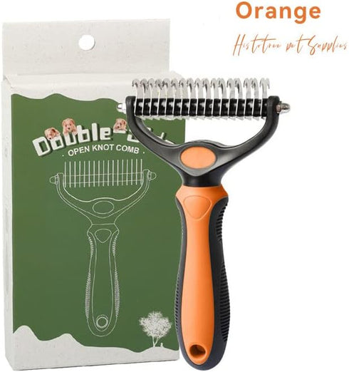 Undercoat rake for Dogs?Dog Deshedding Brush for Large Dogs?2 in 1 Dematting Comb & deShedding Tool for Long Hair Cats?Pet Hair Grooming Brush, Cl...