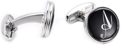 Mens Letter Initial Cufflinks Alphabet Rhodium Plated Cuff Links Wedding Business A-Z...