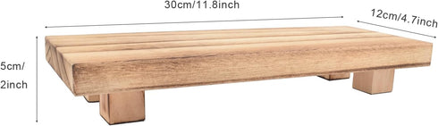 Paulownia Wood Riser for Home Decor, Small Plant Stands, Decorative Wood Risers, Wood Pedestal Stand, Rustic Wooden Trays for Kitchen Counters (11...