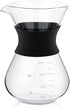 Zopsc 400ml Manual Hand Drip Glass Coffee Maker Pot with Stainless Steel Filter, Tick Marks, Fine Mesh, Suitable for Kitchen, Dining Table, Easy t...