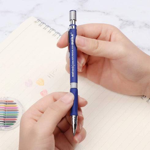 5pcs 2.0 mm Mechanical Pencil Lead Holder Set, 3pcs Automatic Pencils and 2 Cases Lead Refills (Color & Black) for Draft Drawing Writing Crafting ...