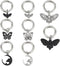 16 Pcs 8 Styles Alloy Butterfly Shoe Charms, Antique Silver Electrophoresis Black Moth Shoe Decoration Moon Skull Shoe Charm with Spring Ring for ...