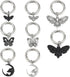 16 Pcs 8 Styles Alloy Butterfly Shoe Charms, Antique Silver Electrophoresis Black Moth Shoe Decoration Moon Skull Shoe Charm with Spring Ring for ...