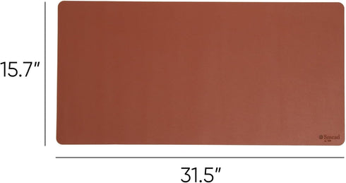 Smead Desk Pad, Vegan Leather Desk Mat with Non-Slip Faux Suede Backing, Perfect Desk Organizer for Office Decor, 31.5” x 15.7” Medium, Saddle (64...