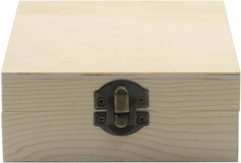 Cuboid 4.72"x4.72" Unfinished Wooden Box Natural Pine Wood DIY Craft Wooden Boxes with Lid for Storage Crafts...
