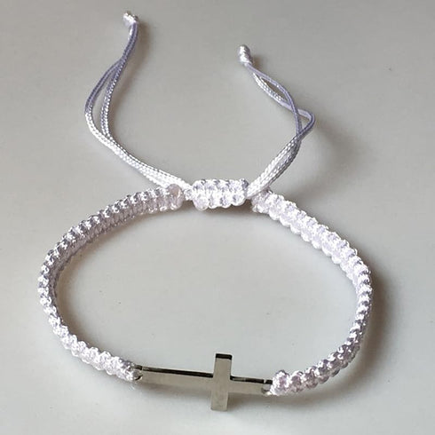 2Pcs Cross Matching Couple Bracelets Handmade Black String Rope Braided Bracelet Cross Charm Adjustable Protection Christian Bracelet for Women Me...
