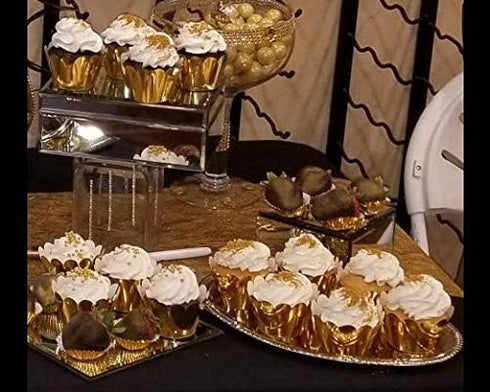 KPOSIYA Set of 100 Artistic Bake Cake Cups Filigree Little Vine Lace Laser Cut Cupcake Wrapper Liner Baking Cup Muffin CaseTrays for Wedding Birth...