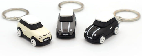 Keyring with MINI Silicone Model, Stylish Cute Adorable, Silver Chain, Achromatic Colors-white,gray...