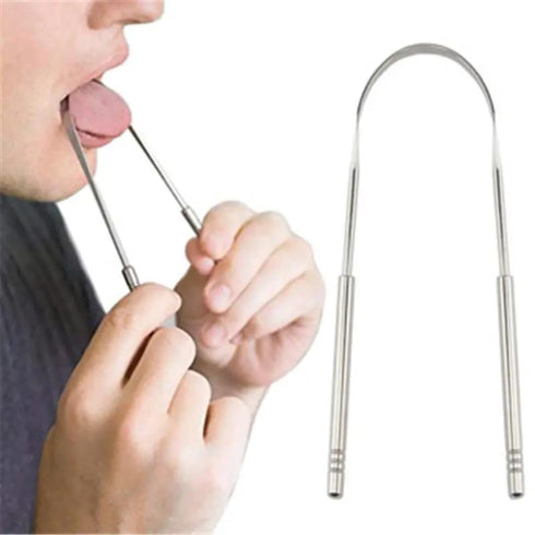 Tongue Scraper for Fresh Breath and Oral Health - Stainless Steel Cleaner for Effective Tongue Cleaning...