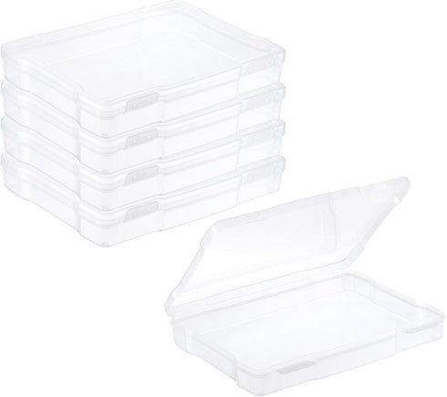 PATIKIL 5x7 Photo Storage Box, 4 Pack Photo Boxes Storage Photo Organizer Cases Storage Container Picture Boxes Plastic for 5x7 Pictures Sticker S...