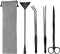 Quarium Aquascape Tools Kits, 4 in 1 Anti-Rust Aquatic Plant Aquascaping Tool Stainless Steel Black Tweezers Scissors Spatula for Aquarium Tank Cl...