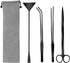 Quarium Aquascape Tools Kits, 4 in 1 Anti-Rust Aquatic Plant Aquascaping Tool Stainless Steel Black Tweezers Scissors Spatula for Aquarium Tank Cl...