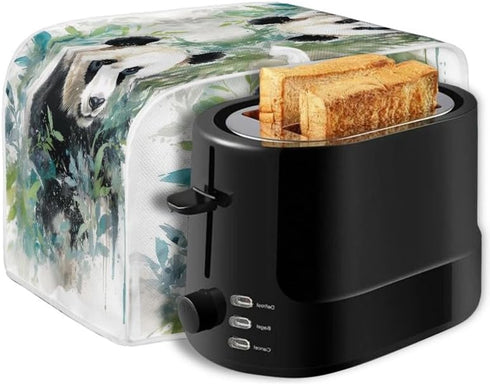 Toaster Cover 2 Slice Watercolor Panda Bamboo Dustproof Bakeware Protector Small Kitchen Appliance Dust Covers with Hang Loop (14x14")2PCS...