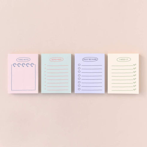 Monolike Memopad Sketch Planning Ver.2 design SET - 4 Packs, 4 Different Designs, 100 Sheets Per Pad, Total 400 Sheets, Note pads, Writing pads...