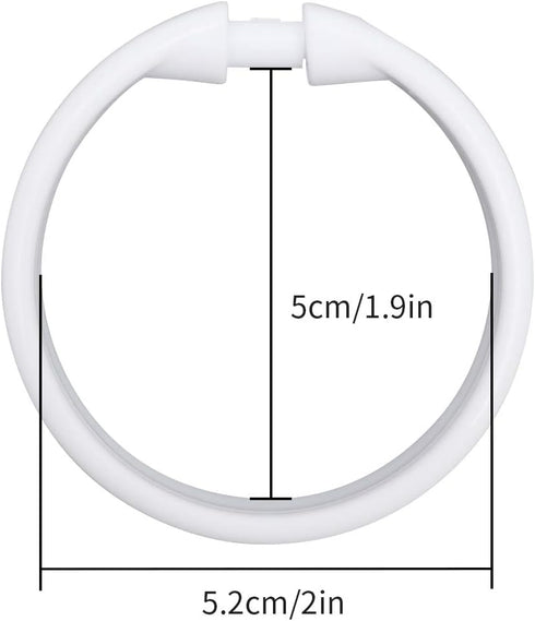 Qulable Shower Curtain Rings-12 Pack- Plastic Shower Curtain Hooks O-Shaped Rings Hook Glide Easily on Bathroom Shower Rod(White)...