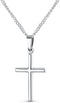 Minimalist Simple Small Petite Religious Jewelry Set Cross Necklace Pendant Huggee Stud Earrings For Women Teen .925 Sterling Silver...