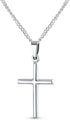 Minimalist Simple Small Petite Religious Jewelry Set Cross Necklace Pendant Huggee Stud Earrings For Women Teen .925 Sterling Silver...
